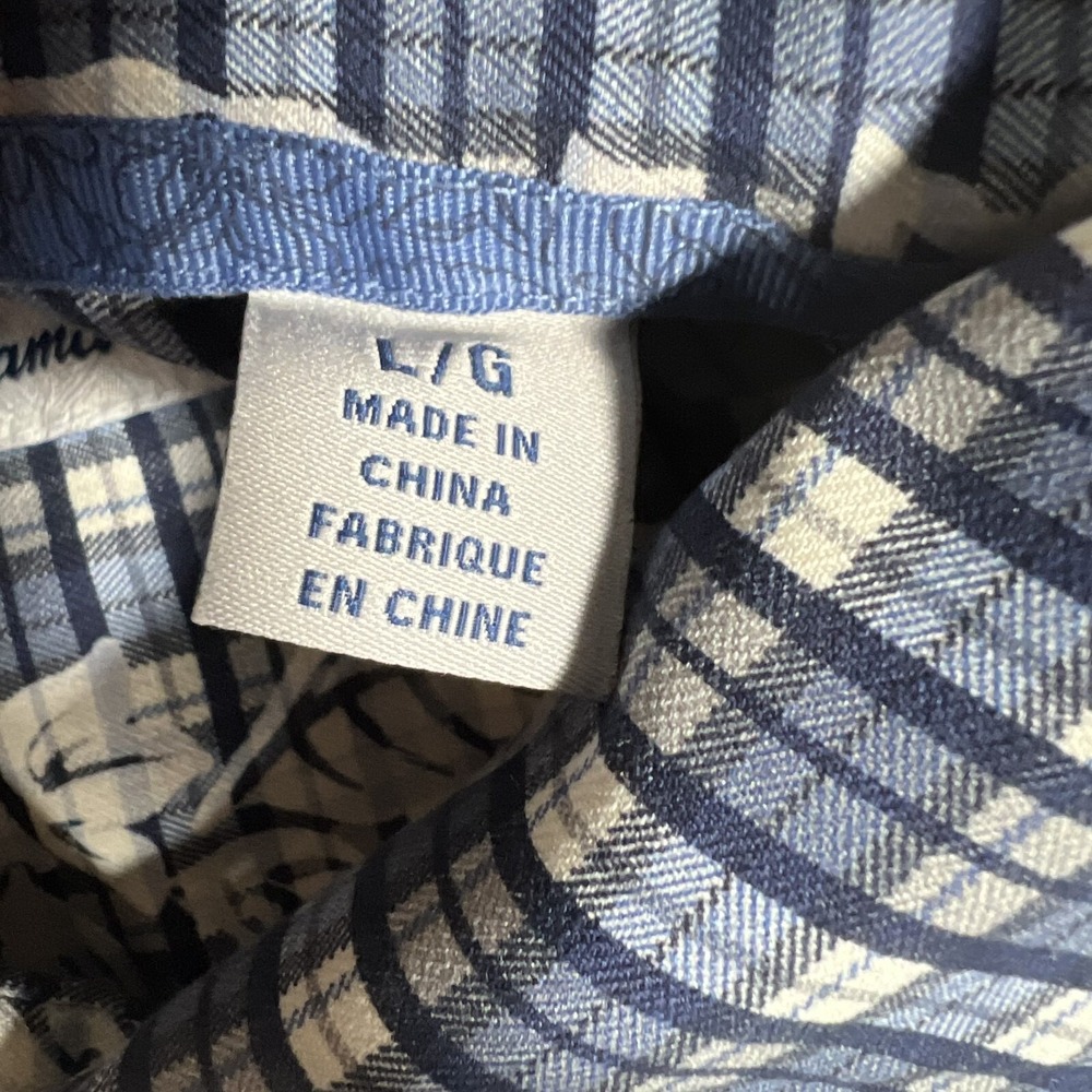 Tommy Bahama Shirt Mens Large Blue Floral Plaid 100% Silk Casual Preppy Pocket - Picture 10 of 12